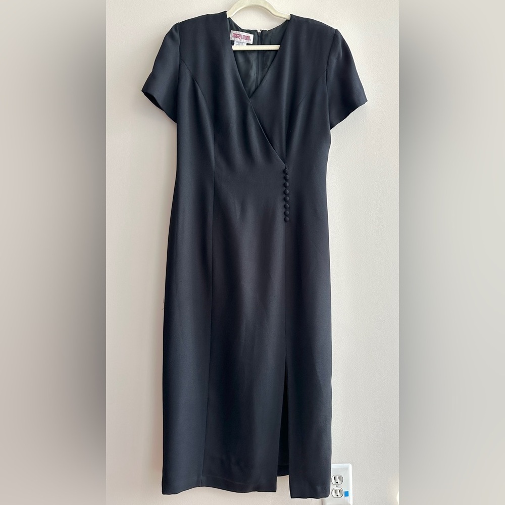 Maggy London Vintage Black Midi Dress, Size 12
